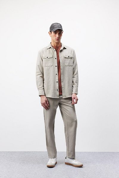 DeFacto 100% Cotton Loose Relaxed Cut Wide Leg Wide Leg Summer Linen Look Trousers D7285Ax25Sp