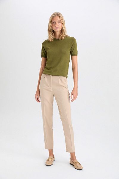 DeFacto Pants Carrot Fit Double Pocket High Waist Basic Straight Narrow Leg D4567Ax24Au