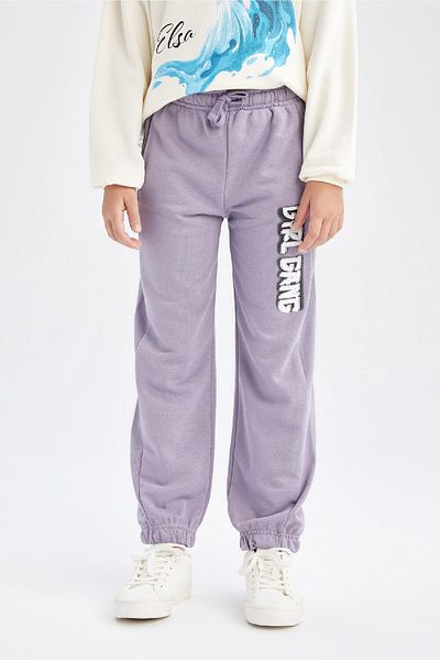 DeFacto Girl's Jogger Sweatpants - Printed, Elastic Waist Leg and Pocket D0739A824Au