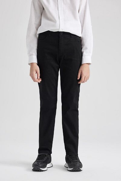 DeFacto Boy's Navy Solid Leg Gabardine Basic Straight Pants X4224A624Sm