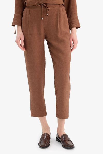 DeFacto Jogger Pants Linen Look High Waist Straight Leg with Pockets R0433Az25Sp