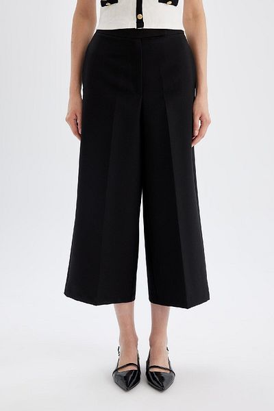 DeFacto Black Basic Chino Culotte with Pockets, Wide Leg C2052Ax24Au