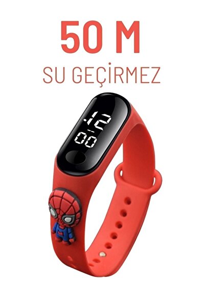 ZAVİRA Çocuk Kol Saati Led Dokunmatik Su Geçirmez Kırmızı Örümcek Adam