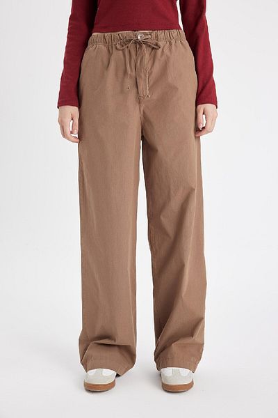 DeFacto Cool Straight Fit Poplin Pants - Straight Pocket and Elastic Waist Lace up 3163409