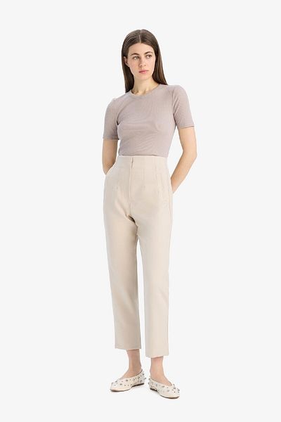 DeFacto Carrot Fit Crop Fabric Pants Zippered High Waist Skinny Leg C2466Ax25Sp