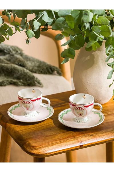 LC Waikiki Lcw Home Mixed Printed 2-Person Porcelain Coffee Cup Set