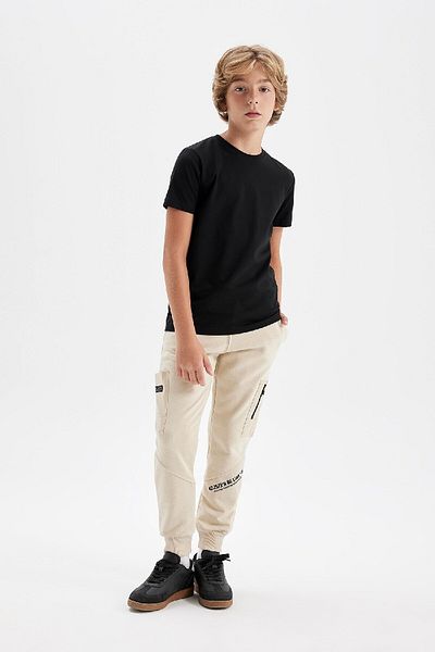 DeFacto Χοντρό Jogger Sweatpants - Boys, εμπριμέ, ελαστική μέση, με τσέπες D0992a824au