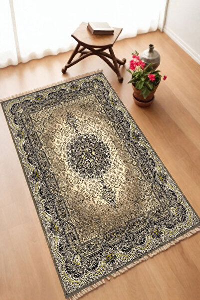 nova century سجادة صلاة مزخرفة مطبوعة رقمية باللون الأسود غير قابلة للانزلاق مقاس 70 × 110