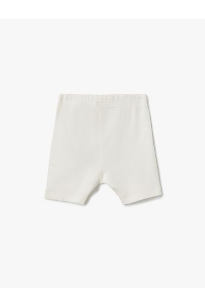 Koton Cotton Elastic Detailed Ribbed Basic Short Leggings