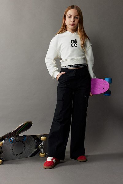 DeFacto Girl's Wide Leg Cargo Wide Leg Cotton Pants D9700A825Sp