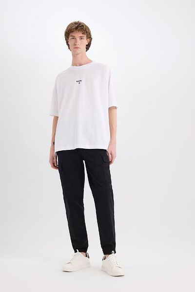 DeFacto Παντελόνι Gabardine Jogger - με τσέπη Cargo και ελαστική μέση C9163AX25SP