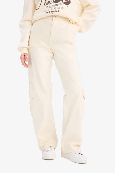 DeFacto Gabardine Winter Pants - Cargo Pocket and Regular Waist Straight Leg D3762Ax24Au