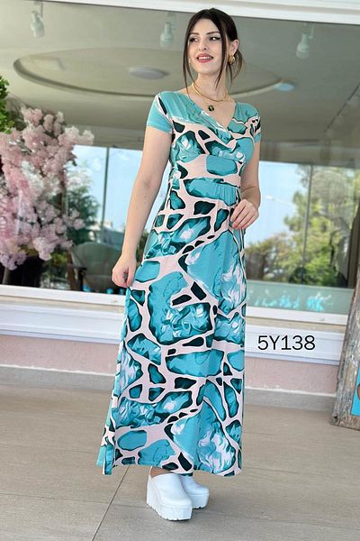 İnce Topuk Double Breasted Collar Waist Tie Viscose Dress 5Y138