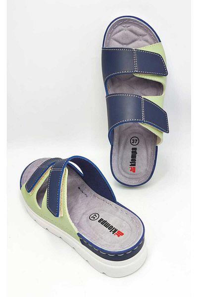 DR KLOMPA Γυναικείες Παντόφλες DK1273 Navy Blue Green Daily Summer Slippers