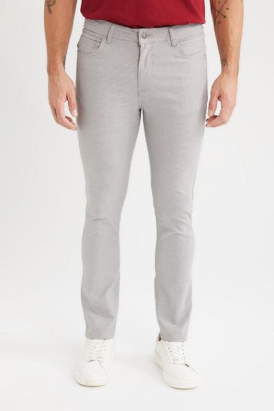 DeFacto Καλοκαιρινό παντελόνι Chino Canvas με υφή Slim Fit Slim Fit Skinny Leg με τσέπες T1055az25sp