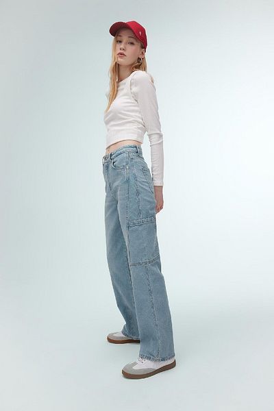 DeFacto 90S Wide Leg Jean - High Waist Leg Long Pants (C1216Ax24Sp)