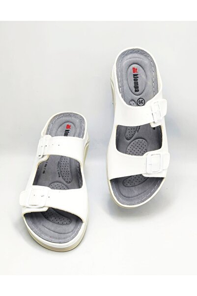 DR KLOMPA Women's Slippers - White - Comfort Supported Structure, Stylish Design, Soft Sole, Suitable for Daily Use