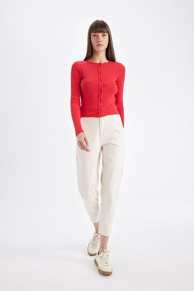 DeFacto High Waist Pocket Gabardine Pants - Basic Straight Cut S2790Az24Wn
