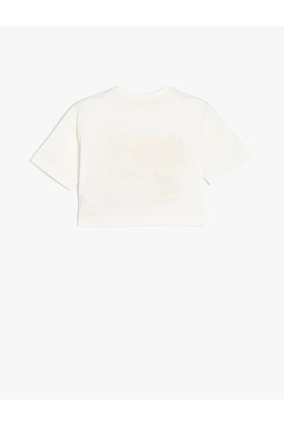Koton Crew Neck Summer Themed Print Detailed Short Sleeve Cotton T-Shirt