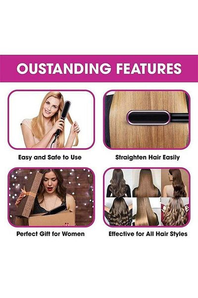 COOYA 2-in-1 Hair Dryer and Styler, 5 Temp Settings, Anti-Scald, Straightening Brush for hair, Purpe