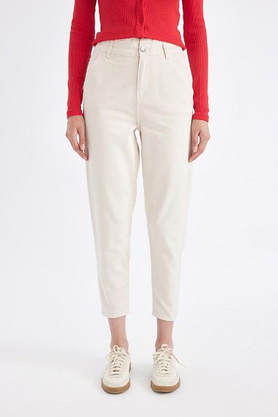 DeFacto High Waist Pocket Gabardine Pants - Basic Straight Cut S2790Az24Wn