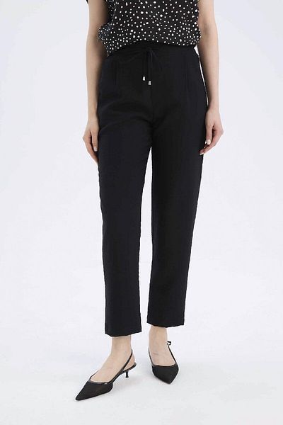 DeFacto Jogger Pants Linen Look High Waist Straight Leg with Pockets R0433Az25Sp