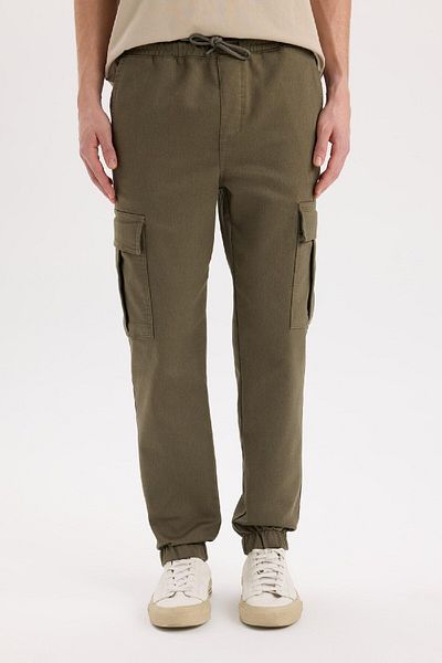 DeFacto Textured Jogger Pants - Regular Fit, Lace-Up Waist, Cargo Pocket E0884Ax24Wn