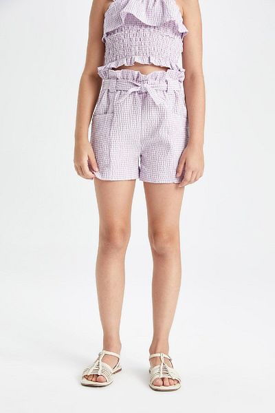 DeFacto Girl's Checkered Paperbag Shorts - C2314a824sm