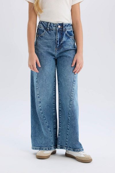 DeFacto Pantaloni de jeans pentru fete cu picioare late D9697A825SM