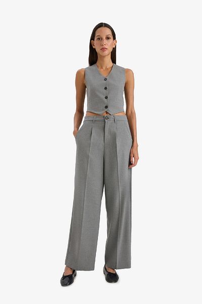 DeFacto Wide Leg Pencil Classic Palazzo Trousers Wide Loose Leg Basic Long Length High Waist with Pockets C2020Ax25Sp