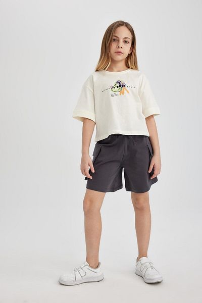 DeFacto Girl's Cargo Pocket Elastic Waist Shorts B0840A824Hs
