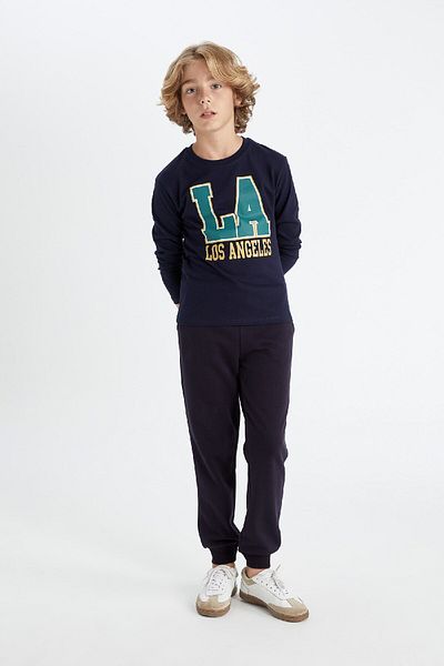 DeFacto Boy's Navy Blue Jogger Sweatpants - με τσέπες και ελαστικό πόδι μέσης K8852a624au