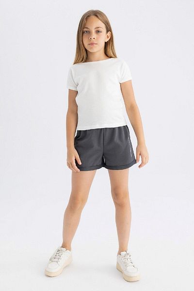 DeFacto Girl's Printed Elastic Waist Shorts D0905A824Hs
