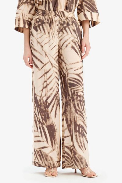 DeFacto Wide Leg Patterned Modal Fabric Palazzo Trousers High Waist Straight Wide Leg E8599Ax25Sm
