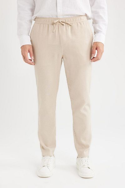 DeFacto Καλοκαιρινό Jogger Λινό ίσιο παντελόνι D7542AX25SP
