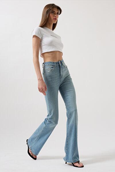 Black Fashion Yüksek Bel Basic Skinny Açık Mavi Jean