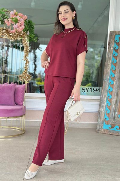 İnce Topuk   Modal Fabric Button Detailed 2 Piece Suit 5Y194