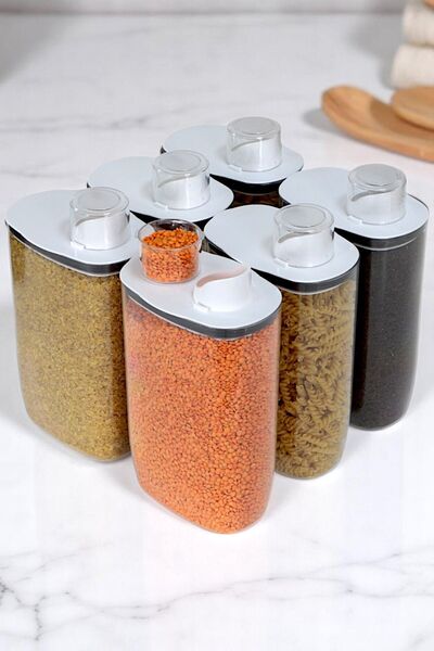 İronika Set of 6 Measured Storage Food and Pulse Containers with Silicone Lids 2100 ml