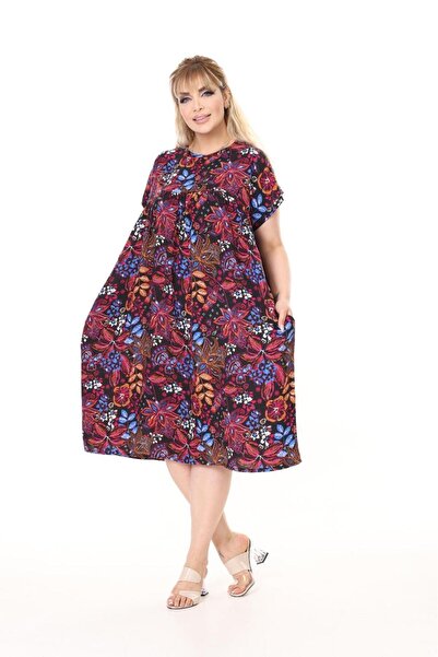 mervemoda Women's Plus Size Summer Woven Dress Tunic