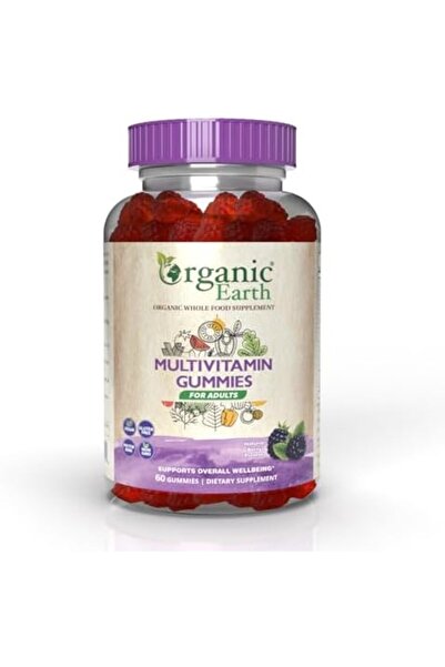 ORGANIC EARTH حلوى جيلاتينية متعددة الفيتامينات للبالغين | بنكهة التوت الطبيعية | 60 حلوى جيلاتينية