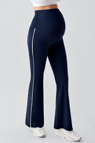 Artış Ribbed Flared Leg High Waist Stretchy Recovery Maternity Leggings