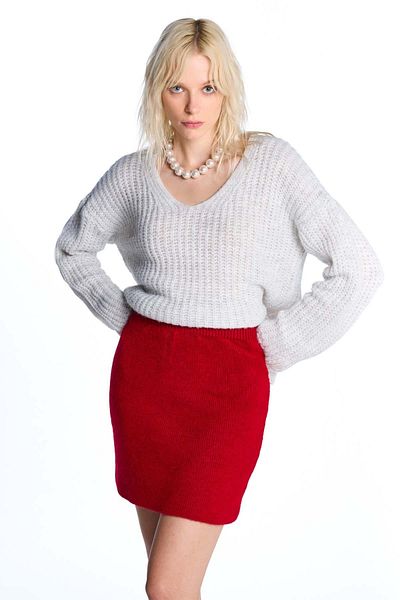 SHERIN Red Basic Knitwear Skirt