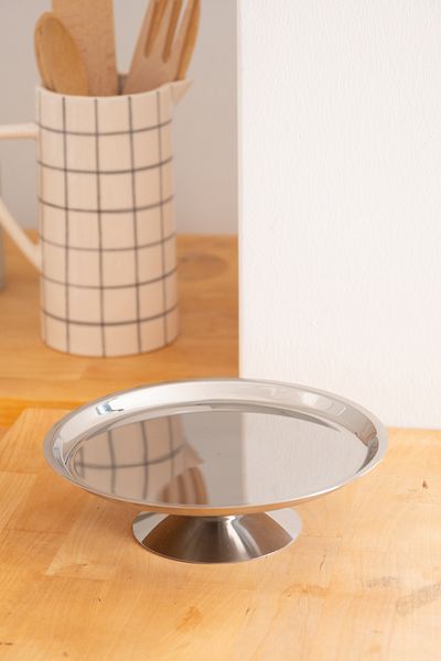 Beige & Stone Freesia Footed Steel 23 cm Dessert Fruit Cheese Serving/ Presentation Plate