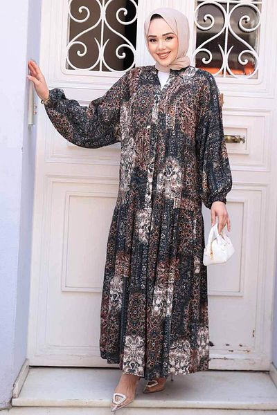 N.S NEVA STYLE Patterned Mink Hijab Dress 52943V