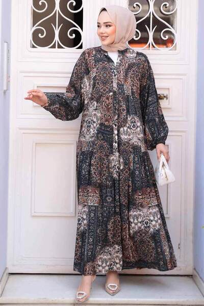 N.S NEVA STYLE Patterned Mink Hijab Dress 52943V