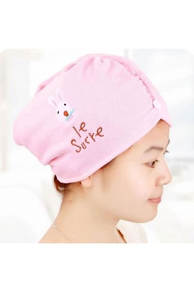 Generic Microfiber Girls Shower Cap Towel Soft Stylish Quick Drying Pink Hair Dryer Cap