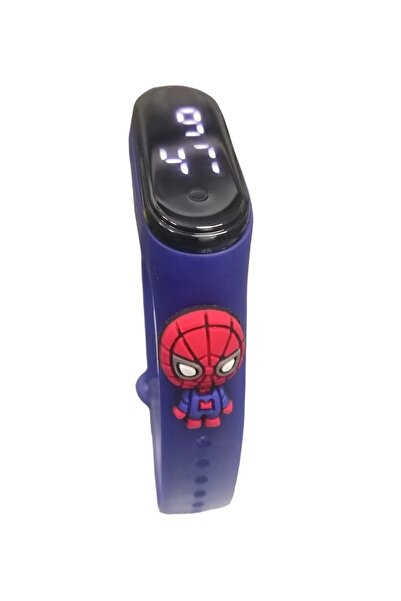 ZAVİRA Çocuk Kol Saati Led Dokunmatik Su Geçirmez Örümcek adam spider man MAVİ