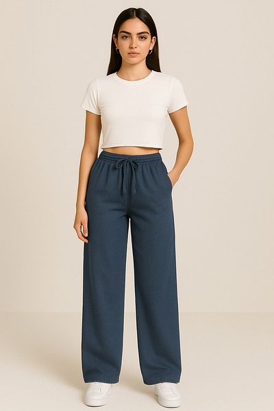 FV Women's Wide Leg Linen Trousers