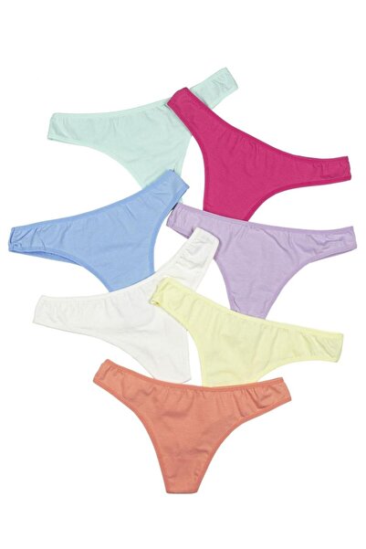 Nicoletta Kadın Külot Tanga 7 Li Paket Likralı Turuncu