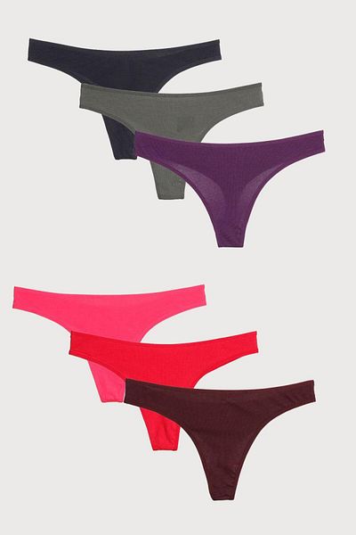Nicoletta Women's Panties Thong 7 Pack Lycra RED